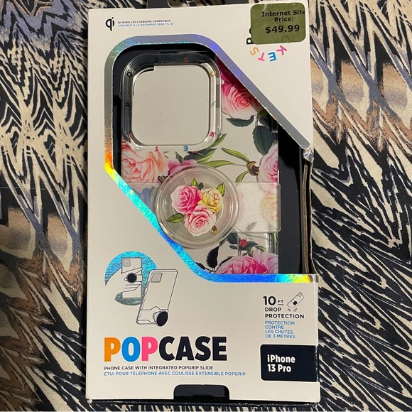 Popcase Floral Pop Grid Slide iPhone 14 Pro cell phone case NIB - Picture 2 of 3